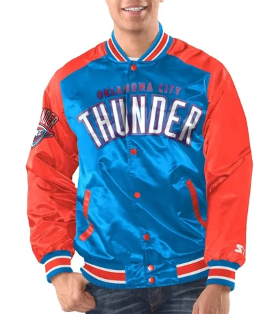 Blue/Orange OKC Renegade Varsity Satin Jacket