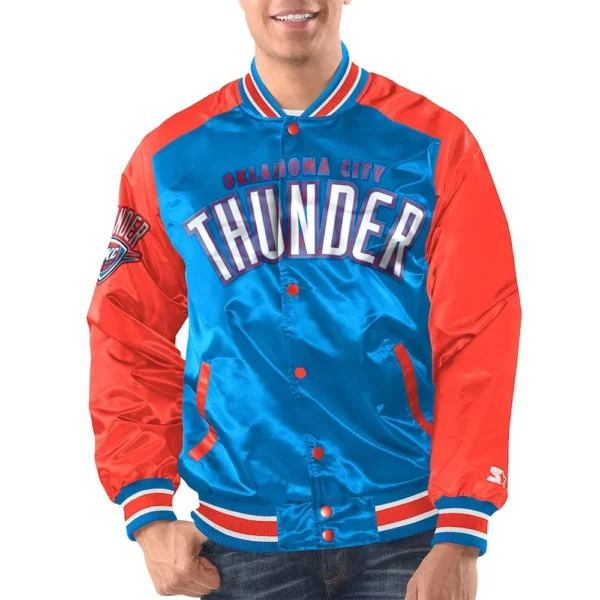 Blue/Orange OKC Renegade Varsity Satin Jacket
