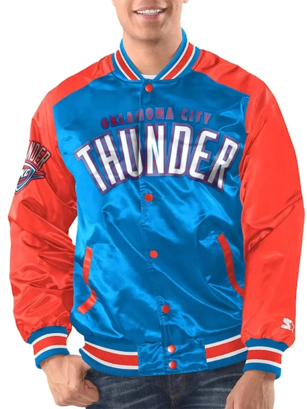 Blue/Orange OKC Renegade Varsity Satin Jacket