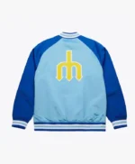 Seattle Mariners Vintage Logo Double Clutch Blue Satin Jacket