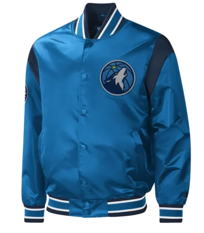 Blue T-Wolves Force Play Varsity Satin Jacket