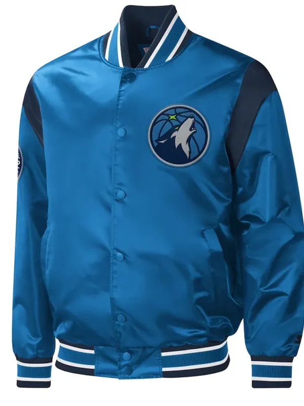 Blue T-Wolves Force Play Varsity Satin Jacket