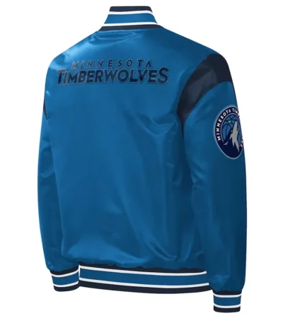 Blue T-Wolves Force Play Varsity Satin Jacket