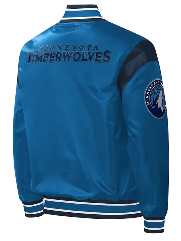 Blue T-Wolves Force Play Varsity Satin Jacket