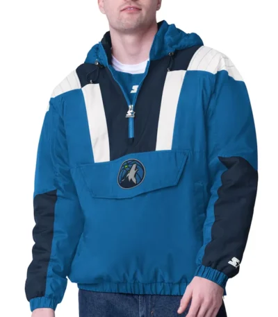 Blue/navy T-Wolves Charger Half-zip Pullover Jacket