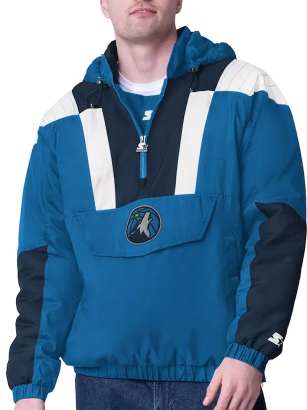 Blue/navy T-Wolves Charger Half-zip Pullover Jacket