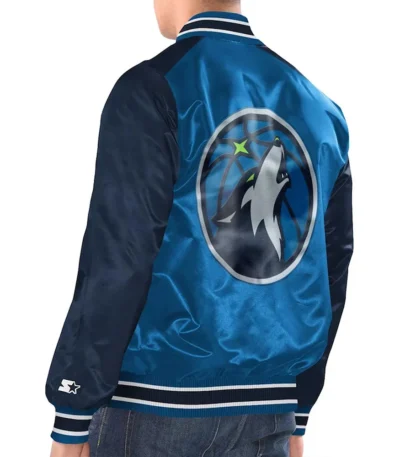Blue/navy T-Wolves Renegade Varsity Satin Jacket