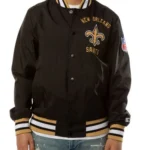 Bomber New Orleans Saints Black Satin Jacket