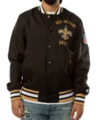 Bomber New Orleans Saints Black Satin Jacket