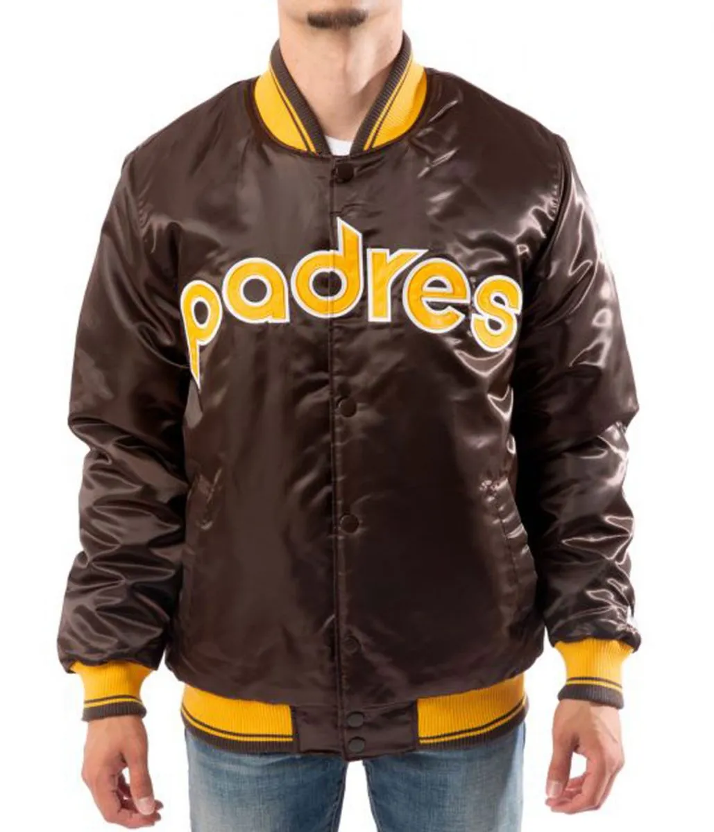Bomber San Diego Padres Brown Satin Jacket Bomber San Diego Padres Brown Satin Jacket