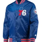 Bomber Starter Philadelphia 76ers Satin Blue Jacket