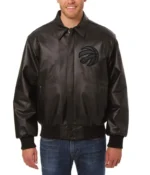 Bomber Toronto Raptors Black Leather Jacket