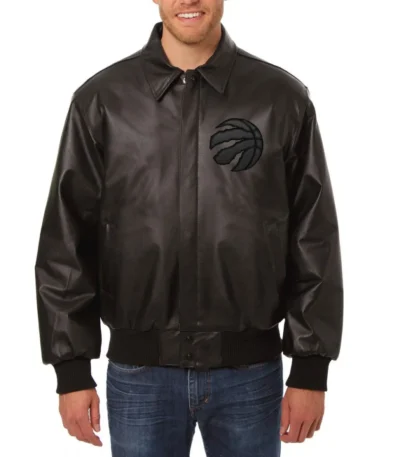 Bomber Toronto Raptors Black Leather Jacket