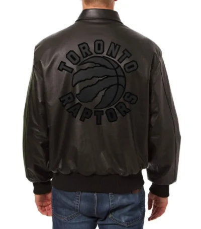 Bomber Toronto Raptors Black Leather Jacket