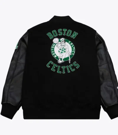 Boston Celtics Black Out Vintage Logo Varsity Jacket