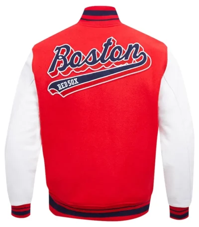 Boston Red Sox Script Tail Red and White Varsity Jacket