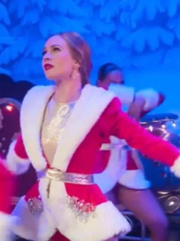 Britt Robertson Red Christmas Wool Coat
