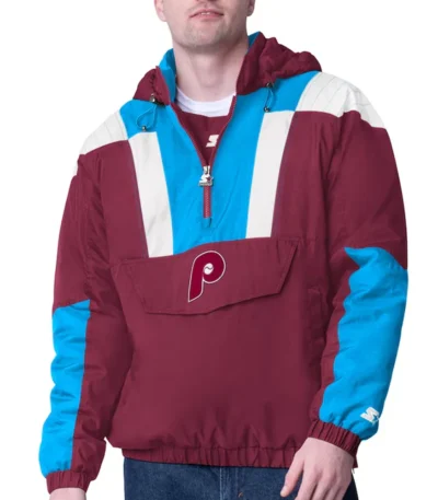 Burgundy Philadelphia Phillies Charger Half-Zip Pullover Jacket