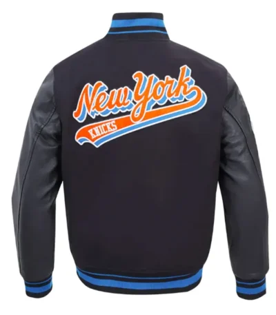 Classic Ny Knicks Script Tail Rib Varsity Jacket