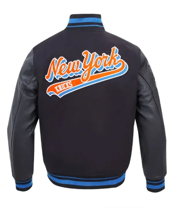 Classic Ny Knicks Script Tail Rib Varsity Jacket