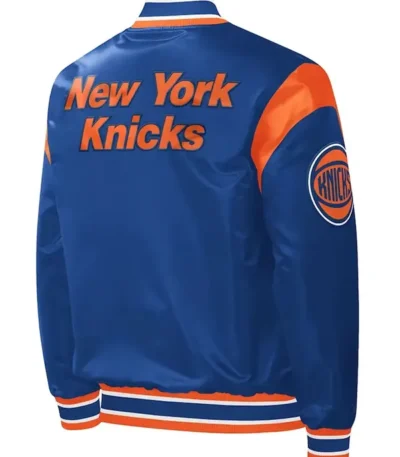 Force Play Ny Knicks Varsity Blue Satin Jacket