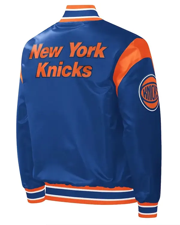 Force Play Ny Knicks Varsity Blue Satin Jacket
