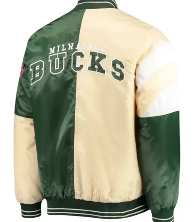 Milwaukee Bucks Leader 75th Anniversary Cream And Green Color Block Jacket