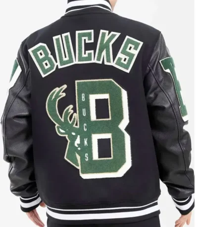 Milwaukee Bucks Mashup Varsity Black Jacket