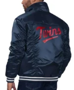 Minnesota Twins Navy Silver Tab Trucker Satin Jacket