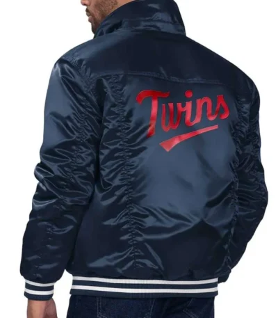 Minnesota Twins Navy Silver Tab Trucker Satin Jacket