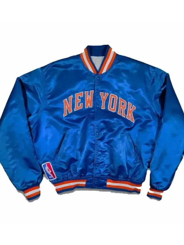 New York Knicks 90’s Bomber Blue Satin Jacket