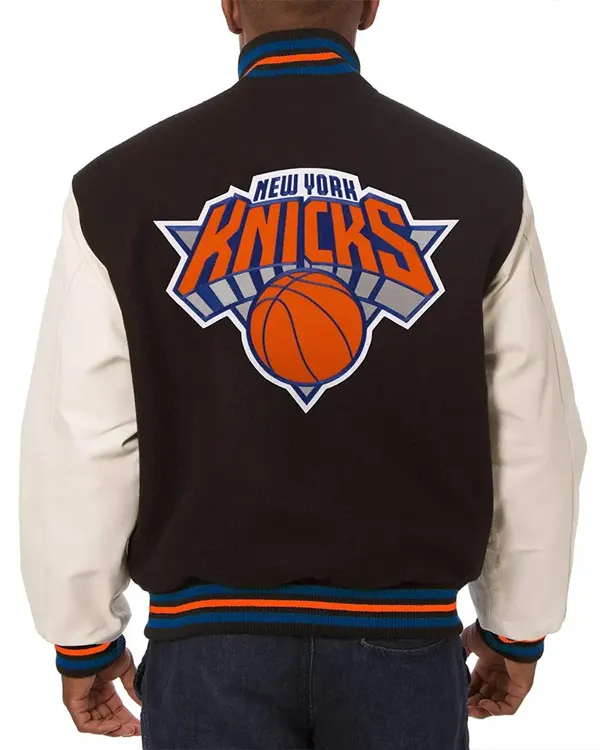 New York Knicks Black And White Varsity Jacket