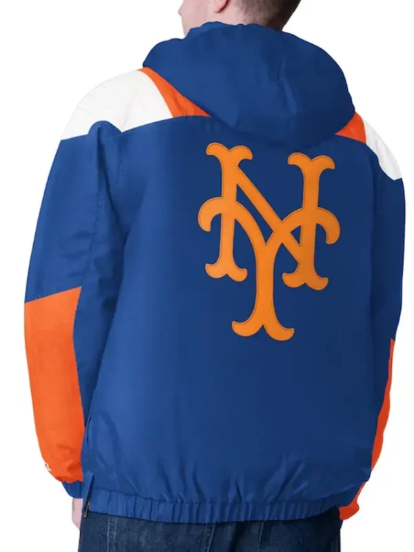New York Knicks Charger Half-zip Blue And Orange Pullover Jacket