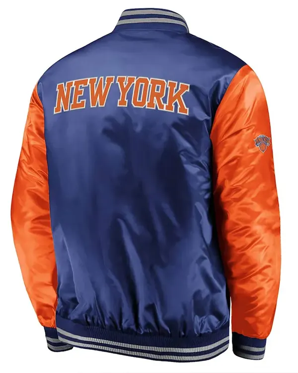 New York Knicks Iconic Tackle Blue And Orange Jacket