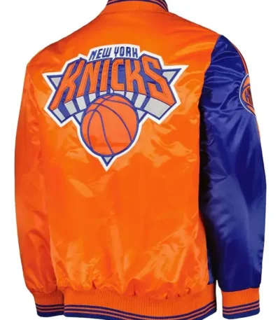 Ny Knicks Blue And Orange Fast Break Satin Jacket