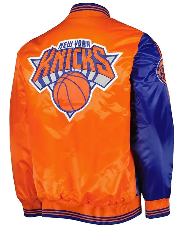 Ny Knicks Blue And Orange Fast Break Satin Jacket