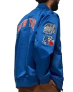 Ny Knicks Bomber Royal Lightweight Satin Jacket
