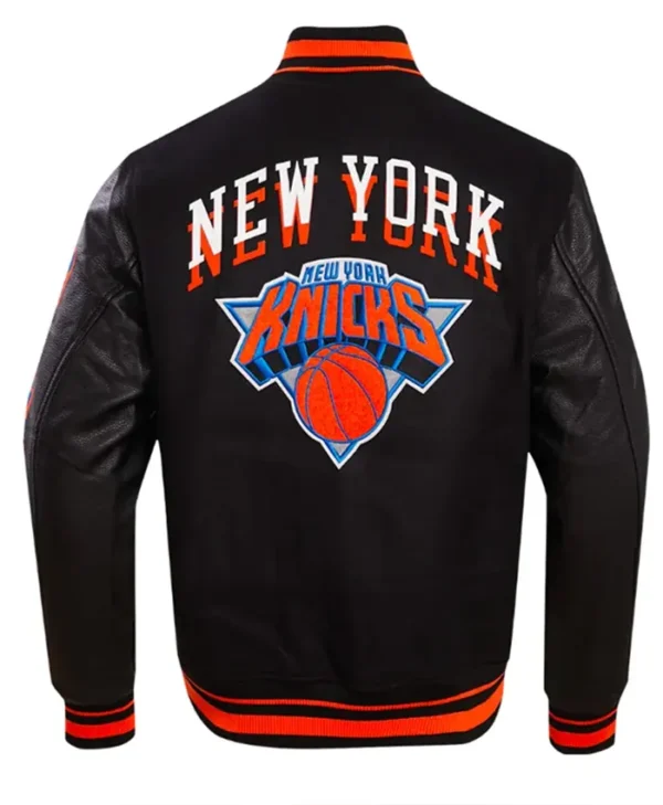Ny Knicks Chest Layered Classic Rib Varsity Jacket