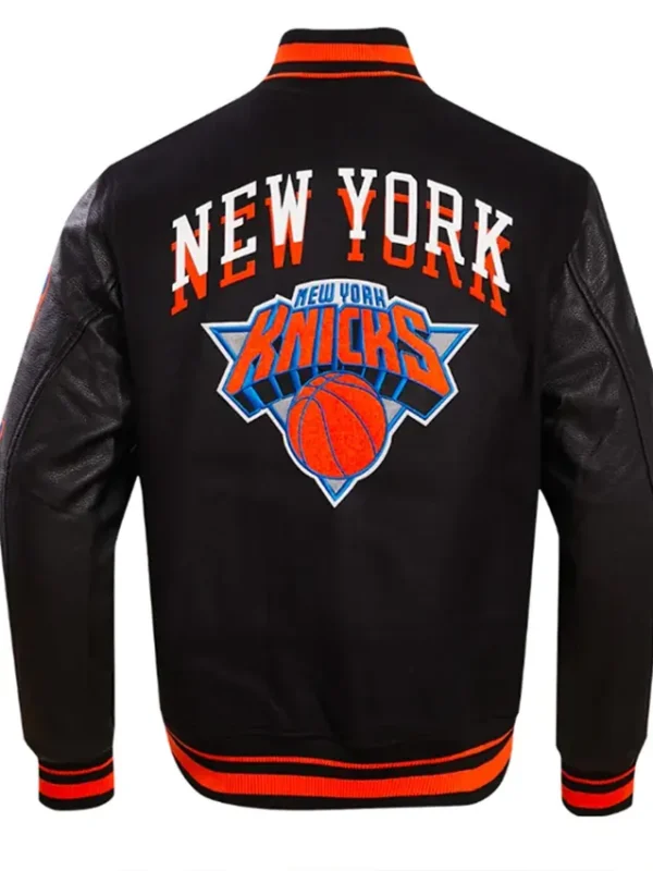 Ny Knicks Chest Layered Classic Rib Varsity Jacket