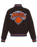 Ny Knicks Embroidered Black Varsity Wool Jacket