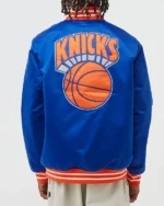 Ny Knicks Heavyweight Blue Satin Jacket