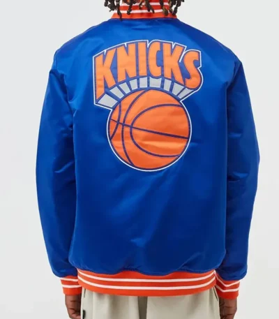 Ny Knicks Heavyweight Blue Satin Jacket
