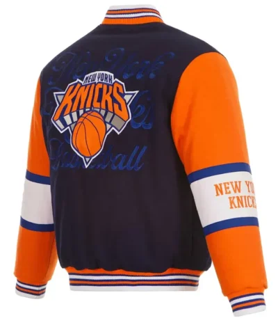 Ny Knicks Navy And Orange Wool Varsity Jacket
