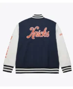 Ny Knicks Navy And White Fleece Varsity Jacket