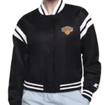 Ny Knicks Printed Logo Satin Varsity Jacket