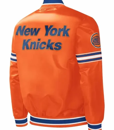 Ny Knicks Slider Varsity Orange Satin Jacket