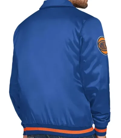 Ny Knicks Stitch Applique Blue Satin Jacket