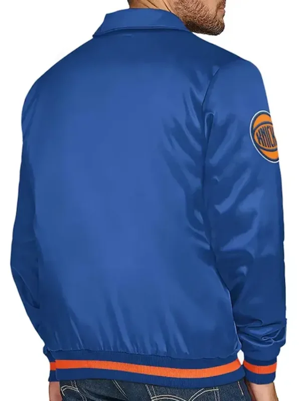 Ny Knicks Stitch Applique Blue Satin Jacket