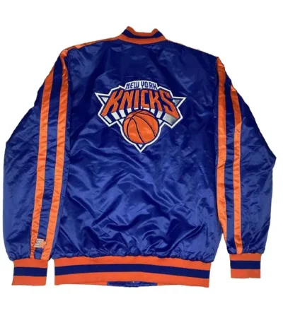 Ny Knicks Striped Blue Satin Jacket