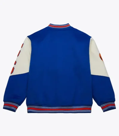 Ny Knicks Team History Royal Vintage Logo Varsity Jacket